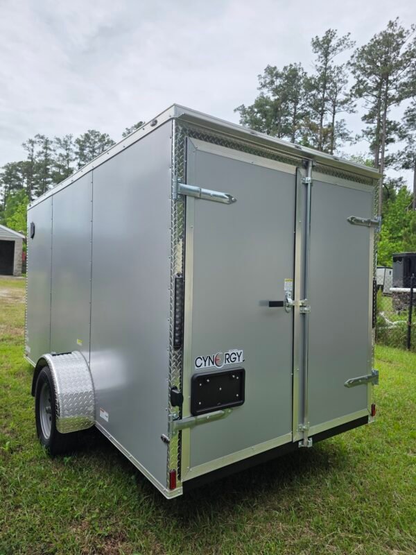 6×12 Enclosed Cargo Trailer for Sale – Silver | 6' Interior | Double Doors | Single Axle