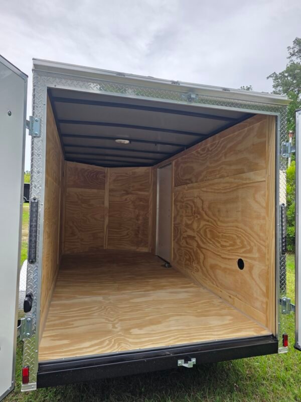 6×12 Enclosed Cargo Trailer for Sale – Silver | 6' Interior | Double Doors | Single Axle