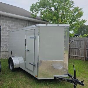 5×10 Enclosed Cargo Trailer – Dove Gray | Ramp Door | 5'5" Interior | D-Rings