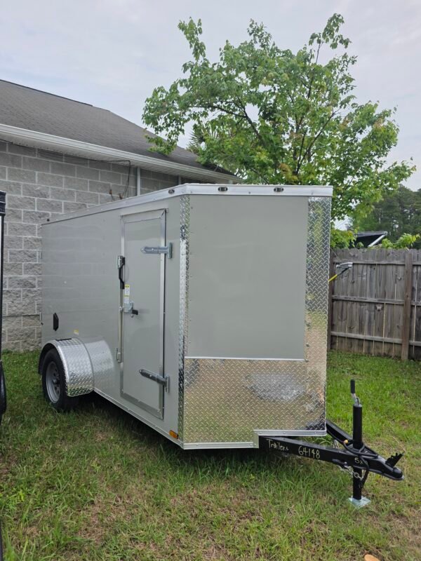 5×10 Enclosed Cargo Trailer – Dove Gray | Ramp Door | 5'5" Interior | D-Rings