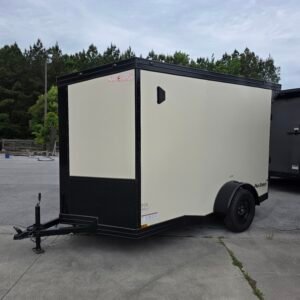 6×10 Cargo Trailer for Sale – Pearl White | 6'9" Interior | 3500 lb Axles | Rear Ramp w/ Flap | D-Rings | Side Door - Image 2