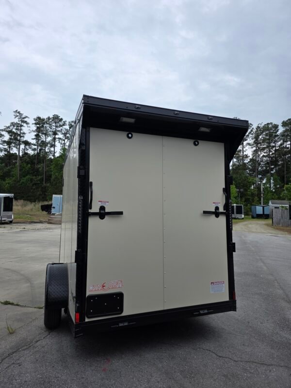 6×10 Cargo Trailer for Sale – Pearl White | 6'9" Interior | 3500 lb Axles | Rear Ramp w/ Flap | D-Rings | Side Door