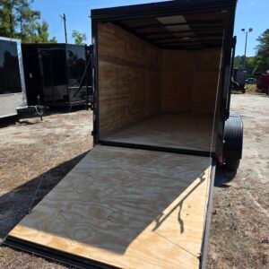 6×12 Cargo Trailer for Sale – Black | 6' Interior | Rear Ramp w/ Flap | Side Door - Image 4