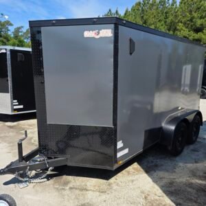 6×12 Cargo Trailer for Sale – Charcoal Gray | 6' Interior | 3500 lb Axles | Rear Ramp w/ Flap | Side Door - Image 2
