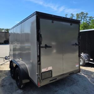 6×12 Cargo Trailer for Sale – Charcoal Gray | 6' Interior | 3500 lb Axles | Rear Ramp w/ Flap | Side Door - Image 3