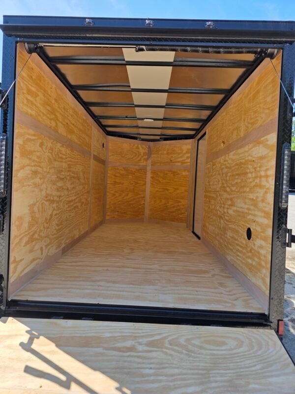 6×12 Cargo Trailer for Sale – Charcoal Gray | 6' Interior | 3500 lb Axles | Rear Ramp w/ Flap | Side Door