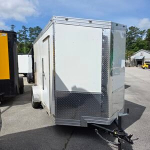 6×12 Enclosed Cargo Trailer – White | 6'9" Interior | Ramp Door | 3500 lb Axles - Image 2
