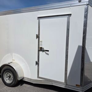 6×12 Enclosed Cargo Trailer – White | 6'9" Interior | Ramp Door | 3500 lb Axles