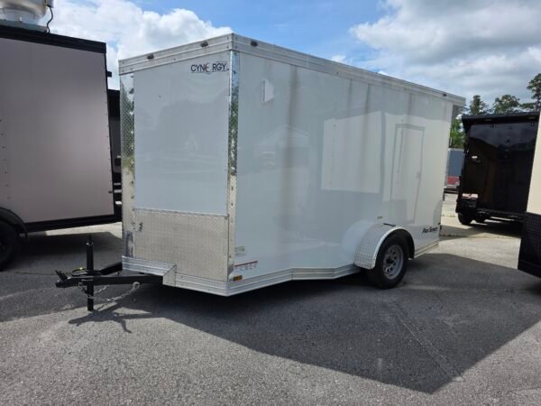 6×12 Enclosed Cargo Trailer – White | 6'9" Interior | Ramp Door | 3500 lb Axles