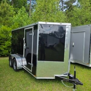 6×12 Enclosed Cargo Trailer – Black | Double Rear Doors | 6'3" Interior | Side Door