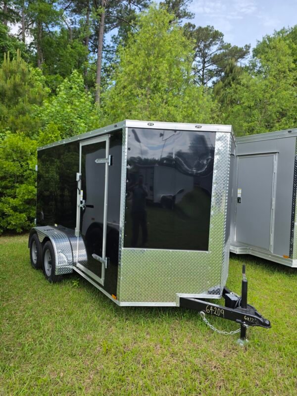 6×12 Enclosed Cargo Trailer – Black | Double Rear Doors | 6'3" Interior | Side Door