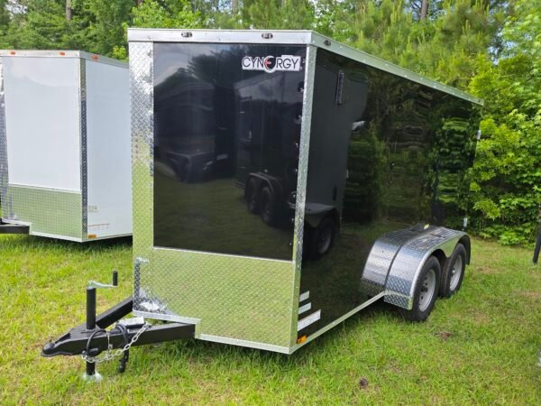 6×12 Enclosed Cargo Trailer – Black | Double Rear Doors | 6'3" Interior | Side Door