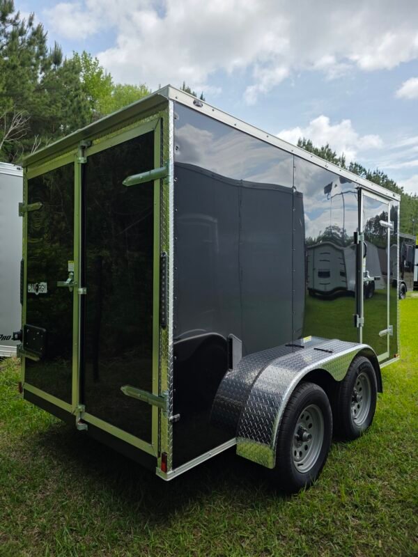 6×12 Enclosed Cargo Trailer – Black | Double Rear Doors | 6'3" Interior | Side Door