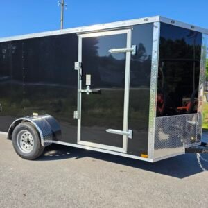 6×12 Enclosed Cargo Trailer – Black | Ramp Door | 3500 lb Axles | 6' Interior