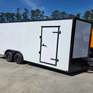 8.5×20 Car Hauler Trailer – White | 7' Interior | Ramp Door | 3500 lb Axles