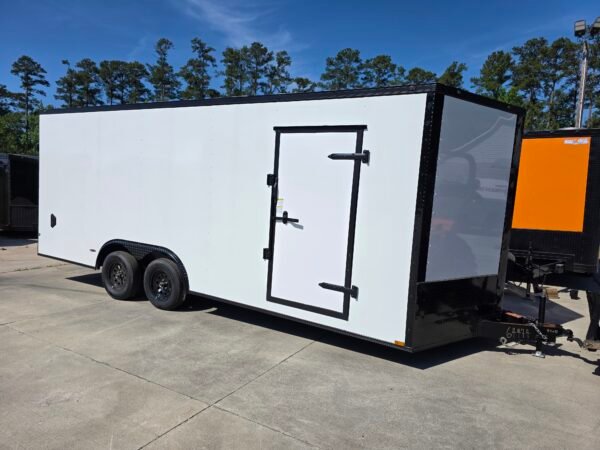 8.5×20 Car Hauler Trailer – White | 7' Interior | Ramp Door | 3500 lb Axles