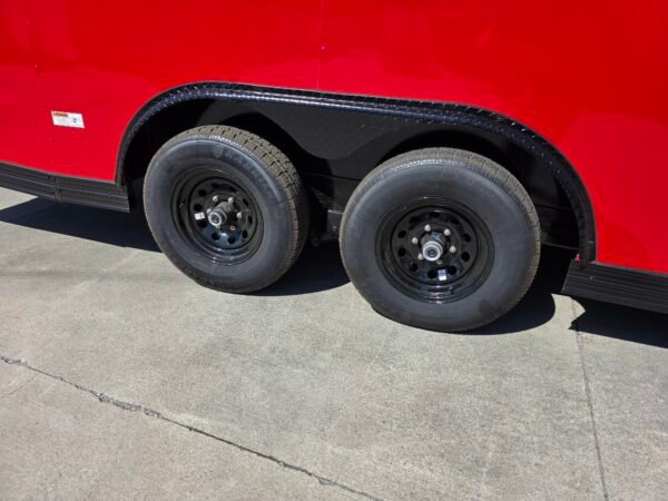 8.5×20 Enclosed Car Hauler for Sale – Red | 7' Interior | Ramp Door | Heavy Duty
