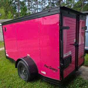 5×10 Cargo Trailer for Sale – Pink | 5' Interior | 2990 lb Axles | Side Door | Compact Utility Trailer - Image 3