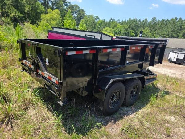 7×14 Dump Trailer for Sale – Black | 2' Sides | 14 Ply Tires | Rear Double Doors