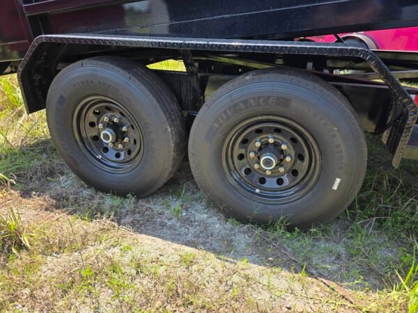 7×14 Dump Trailer for Sale – Black | 2' Sides | 14 Ply Tires | Rear Double Doors