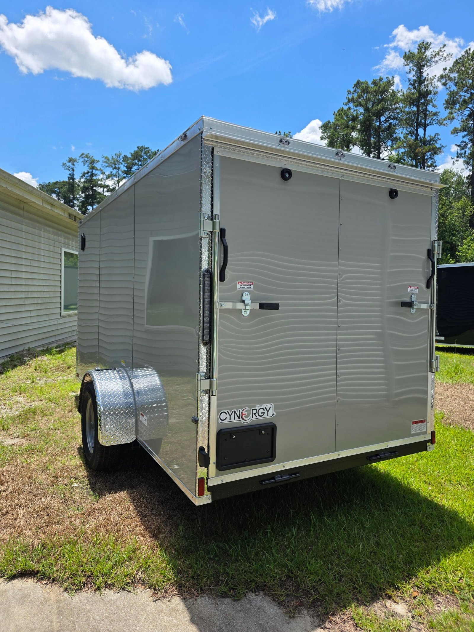6×12 Enclosed Cargo Trailer for Sale – Dove Gray | Rear Ramp Door | 3500 lb Axles | 6