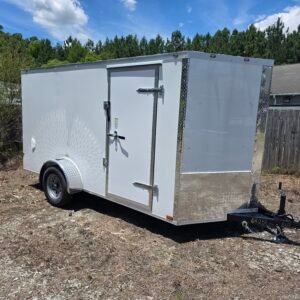 6×12 White Cargo Trailer | Rear Ramp Door | 3500 lb Axles | 6' Interior