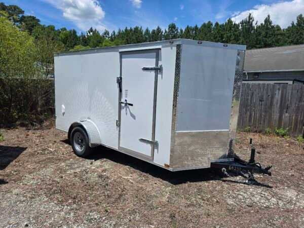 6×12 White Cargo Trailer | Rear Ramp Door | 3500 lb Axles | 6' Interior