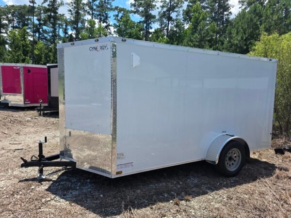 6×12 White Cargo Trailer | Rear Ramp Door | 3500 lb Axles | 6' Interior