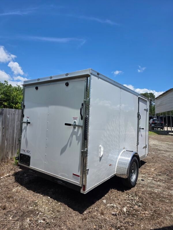 6×12 White Cargo Trailer | Rear Ramp Door | 3500 lb Axles | 6' Interior
