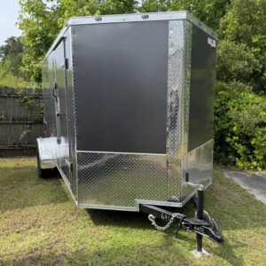 6×12 Charcoal Gray Cargo Trailer | Rear Ramp Door | 6' Interior | 3500 lb Axles