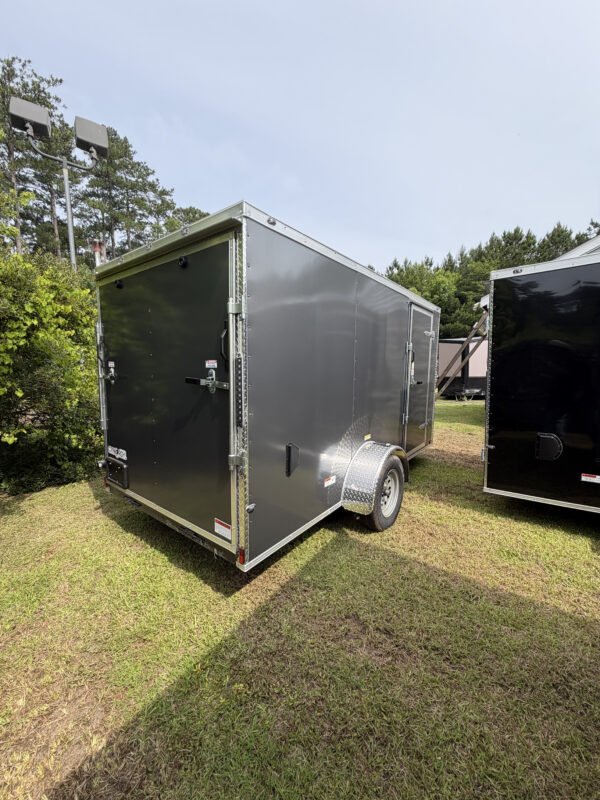 6×12 Charcoal Gray Cargo Trailer | Rear Ramp Door | 6' Interior | 3500 lb Axles