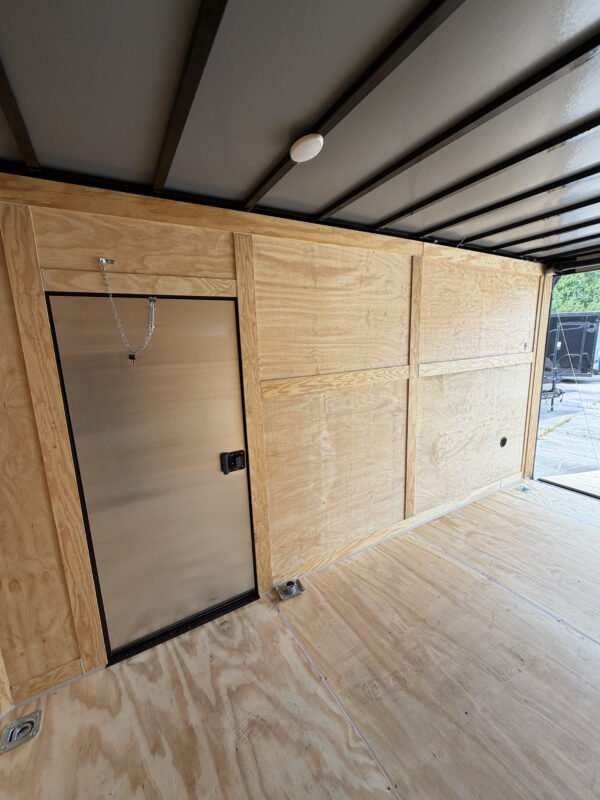 7×14 Enclosed Cargo Trailer for Sale – Black | 7' Interior | 4 D-Rings | 3500 lb Axles