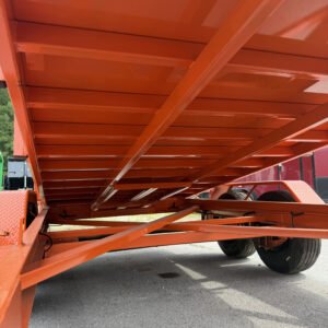 7×16 Dump Trailer for Sale – Orange | 4' Sides | 14 Ply Tires | Rear Double Doors | Spread Gate - Image 6