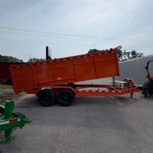 7×16 Dump Trailer for Sale – Orange | 4' Sides | 14 Ply Tires | Rear Double Doors | Spread Gate - Image 2