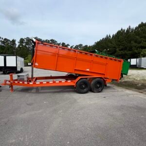 7×16 Dump Trailer for Sale – Orange | 4' Sides | 14 Ply Tires | Rear Double Doors | Spread Gate - Image 4