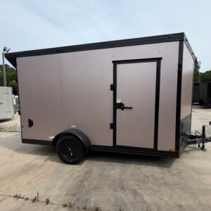 7×12 Enclosed Cargo Trailer for Sale – Rose Metallic | 7' Interior | Rear Ramp | 3500 lb Axles - Image 2