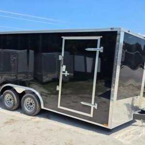 8.5×16 Enclosed Car Hauler for Sale – Black | 6'6" Interior | Cargo & Vehicle Trailer