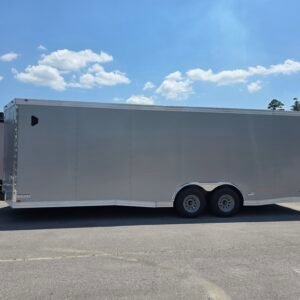 8.5×24 Enclosed Car Hauler for Sale – Silver | 7' Interior | Rear Wing | Heavy-Duty Trailer - Image 2