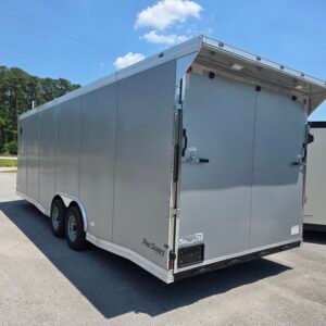 8.5×24 Enclosed Car Hauler for Sale – Silver | 7' Interior | Rear Wing | Heavy-Duty Trailer - Image 3