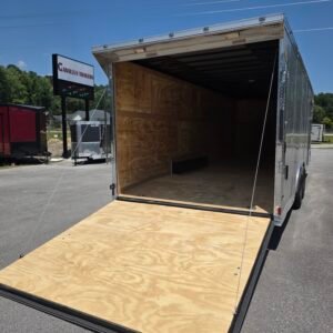 8.5×24 Enclosed Car Hauler for Sale – Silver | 7' Interior | Rear Wing | Heavy-Duty Trailer - Image 4