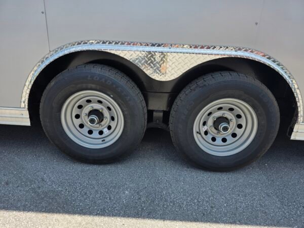 8.5×24 Enclosed Car Hauler for Sale – Silver | 7' Interior | Rear Wing | Heavy-Duty Trailer