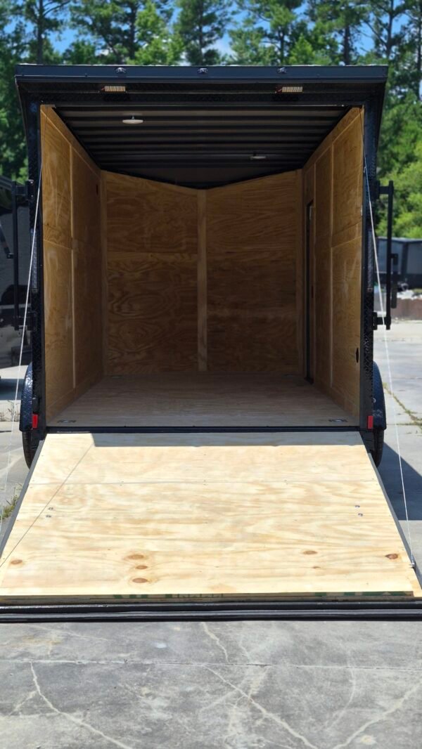 7×14 Enclosed Cargo Trailer for Sale – Black | 7' Interior | Rear Ramp | 3500 lb Axles