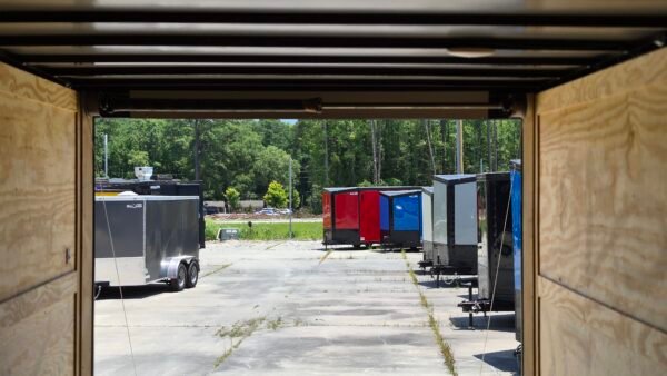7×14 Enclosed Cargo Trailer for Sale – Black | 7' Interior | Rear Ramp | 3500 lb Axles