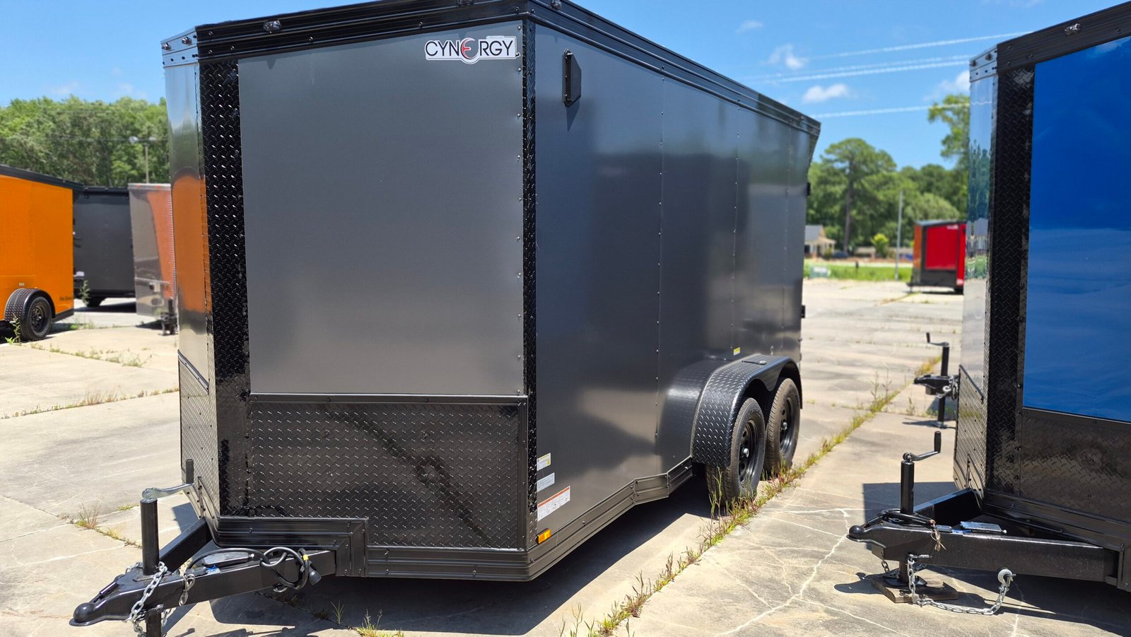 7×14 Enclosed Cargo Trailer for Sale – Charcoal Gray | 7