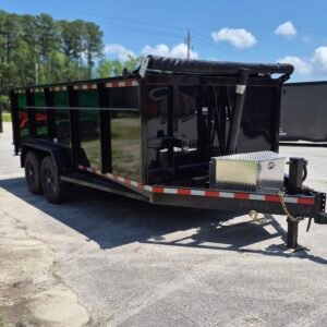 7×16 Dump Trailer for Sale – Black | 4' Walls | 16 Ply Tires | Heavy-Duty Dump Trailer