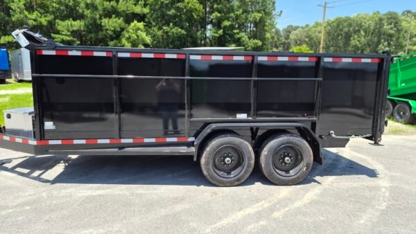 7×16 Dump Trailer for Sale – Black | 4' Walls | 16 Ply Tires | Heavy-Duty Dump Trailer