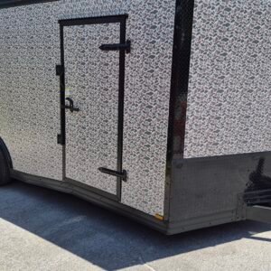 8.5×20 Enclosed Car Hauler for Sale – Camouflage | Extended Tongue | Ramp Door | 7' Interior
