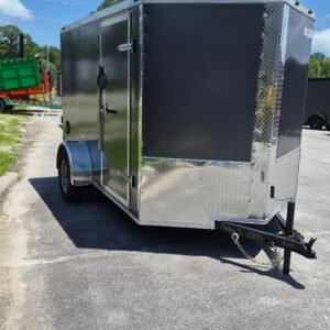 6×10 Enclosed Cargo Trailer for Sale – Charcoal Gray | 6' Interior | Utility Trailer
