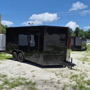8.5×16 Enclosed Car Hauler for Sale – Black | 6'6" Interior | 3500 lb Axles | Ramp Door