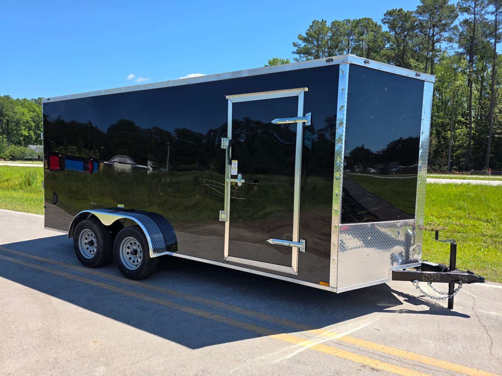 7×16 Enclosed Cargo Trailer for Sale – Black | 6